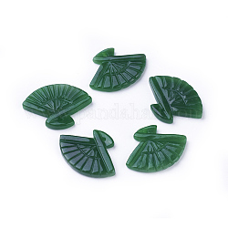 Carved Natural Myanmar Jade/Burmese Jade Pendants, Dyed, Fan, 18x24~24.5x3mm, Hole: 1mm