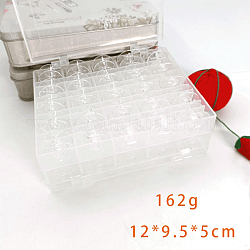 Bobines en plastique transparent, porte-fil à coudre, pour les outils de couture, avec boîte de rangement, clair, 20x10mm, Trou: 6mm, 50 pièces / kit