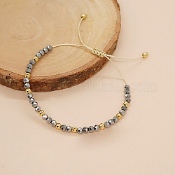 Verstellbare glasgeflochtene Perlenarmbänder, Schiefer grau, 11 Zoll (28 cm)