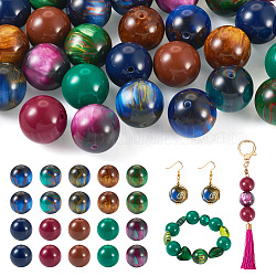 Beadthoven 50 pz 10 perline in resina opaca, perlato, tondo, colore misto, 19.5~20mm, Foro: 2~2.2 mm, 5pcs / style
