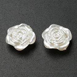 Cabochons résine opaque imitation perles, fleur rose, beige, 12x12.5x5mm