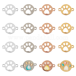 Olycraft Hollow Alloy Kitten Open Back Bezel Links, for DIY UV Resin, Epoxy Resin, Pressed Flower Jewelry, Cadmium Free & Lead Free, Bear Paw Print, Mixed Color, 11.5x17.5x1mm, Hole: 1.5mm, 4 colors, 6pcs/color, 24pcs/box