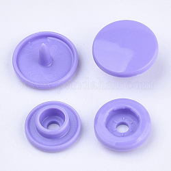Resin Snap Fasteners, Raincoat Buttons, Flat Round, Lilac, Cap: 12x6.5mm, Pin: 2mm, Stud: 10.5x3.5mm, Hole: 2mm, Socket: 10.5x3mm, Hole: 2mm