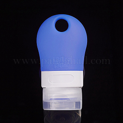 Bottiglie da viaggio in silicone portatili, contenitore vuoto per bottiglie di disinfettante, flaconi per la cosmetica a prova di perdite ricaricabili, blu fiordaliso, 8.35x4.4x3.65cm, buco: 1.3x1.4 cm, capacità: 38 ml