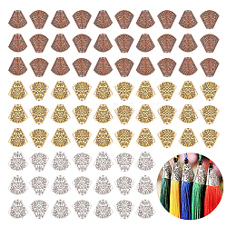 Wadorn 90 pièces 3 couleurs cônes de perles en alliage, apetalous, couleur mixte, 17x19x9mm, Trou: 2mm