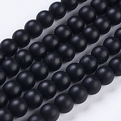 Sintetico pietra nera fili di perline, smerigliato, tondo, 6mm, Foro: 1 mm, circa 65pcs/filo, 15.7 pollice
