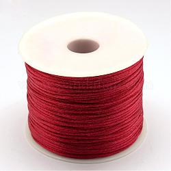 Filo nylon, cordoncino di raso rattail, rosso scuro, 1.0mm, circa 76.55 iarde (70 m)/rotolo