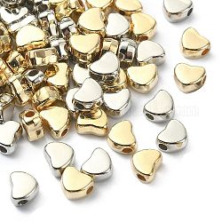 Perlina di plastica 100 pz 2 colori ccb, cuore, di platino e d'oro, 5.5x6.5x3.5mm, Foro: 1.8 mm, 50 pz / colore
