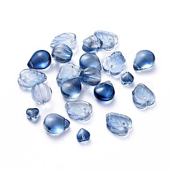 Гальванизируйте прозрачные стеклянные бусины, разнообразные, Marine Blue, 5~21x6~14x3~10 мм, отверстие : 0.9~1.2 мм