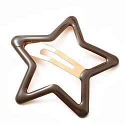 Stern-Haarspangen aus emailliertem Metall mit Druckknöpfen, Haarschmuck für Mädchen, Licht Gold, Kaffee, 58x59x4 mm