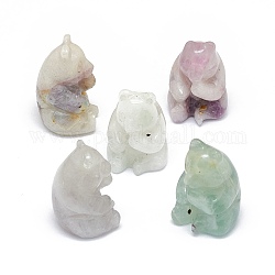 Natural Fluorite Sculpture Display Decorations, for Home Office Desk, Panda, 18~20x18~20.5x27~30.5mm