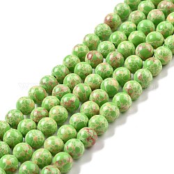 Brins de perles de jaspe impérial synthétiques, teinte, ronde, jaune vert, 8mm, Trou: 1.2~1.4mm, Environ 48 pcs/chapelet, 14.96'' (38 cm)