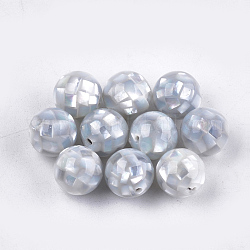 Perline di resina, con shell, tondo, grigio, 10~10.5mm, Foro: 1 mm