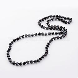 Natürliche Schneeflocken Obsidian Halsketten, Perlenketten, Runde, 35 Zoll