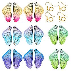 Pandahall Butterfly Wing Earring Making Kit, Including Epoxy Resin Pendants, Brass Earring Hooks & Jump Rings, Mixed Color, 66Pcs/box