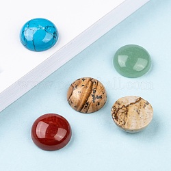 Cabochons en pierre gemme naturelle, demi-rond / dôme, pierre mixte, 15x5mm