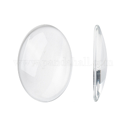 透明な楕円形のガラスカボション  透明  35x25x6.5mm