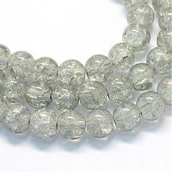 Baking Painted Transparent Crackle Glass Round Bead Strands, Light Grey, 4.5~5mm, Hole: 1mm, about 210pcs/strand, 31.4 inch