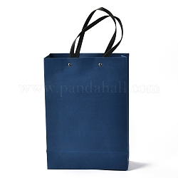 Sacs en papier rectangle, avec poignées en nylon, pour sacs-cadeaux et sacs à provisions, bleu marine, 23x0.4x32 cm
