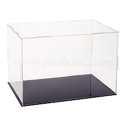 Vitrinas de plástico transparente para minifiguras, caja de exhibición de figura de acción a prueba de polvo, con base negra, para modelos, bloques de construcción, expositores de muñecas, blanco, 31x21x20.5 cm