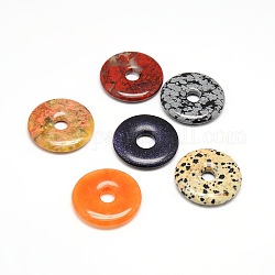 Pendenti con gemme naturali ciambella / pi disc, pietra misto, larghezza ciambella: 12 mm, 30x5mm, Foro: 6 mm