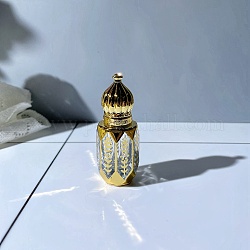 Bouteille à bille rechargeable vide en verre de style arabe, avec couvercle en plastique, contenants de parfum d'huile essentielle de voyage, feuille, 2.5x6.8 cm, capacité: 6 ml (0.20 oz liq.)
