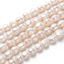 Hebras de perlas de agua dulce cultivadas naturales, patata, blanco, 11~19x11~16mm, agujero: 0.8 mm, aproximamente 29 pcs / cadena, 14.96 pulgada (38 cm)