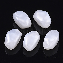 Opaque Acrylic Beads, Pearlized, Nuggets, Creamy White, 21x12x12mm, Hole: 2mm, about 190pcs/500g