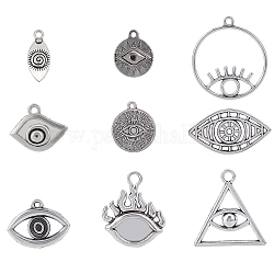 Pandahall 36 unids 9 lotes de estilo ojos de horus encantos colgantes tibetanos encantos de aleación de plata para collar pulsera diy artesanía fabricación de joyas
