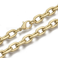 Iron Cable Chains Necklace Making, with Brass Lobster Clasps, Unwelded, Matte Gold Color, 17.91 inch(45.5cm) long, Link: 11x7x2mm, Jump Ring: 7x1mm, 4.5mm inner diameter