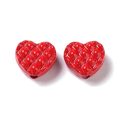 Pulverizar abalorios de la aleación pintadas, corazón, rojo, 8.5x10x5mm, agujero: 1.8 mm