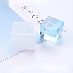 Moules en silicone, moules de résine, pour la résine UV, fabrication de bijoux en résine époxy, cube, blanc, 41x41x37.5mm, Taille intérieure: 35x35 mm