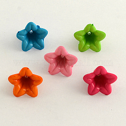 Opaque Acrylic Flower Bead Caps, 5-Petal, Mixed Color, 18x12mm, Hole: 2mm, about 735pcs/500g