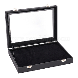 Aufbewahrungsbox aus Kunstleder, mit Flusen, Rechteck, Schwarz, 20.9x28.1x4.9 cm