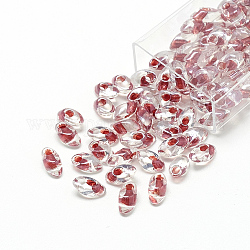 Миюки длинные бусины магатама, японский бисер, (lma1554) сверкающие кристаллы с клюквенной подкладкой, 7x4 мм, отверстие : 1 мм, Около 80 шт / коробка, Вес нетто: 10 г / коробка
