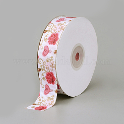 Poliestere stampato nastro del grosgrain, modello di fiore, blush alla lavanda, 1 pollici (25 mm), circa 20iarde / rotolo (18.288m / rotolo)