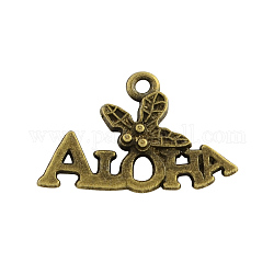 Lega incanta parola aloha stile tibetano, cadmio & nichel &piombo libero, bronzo antico, 14x21x3mm, Foro: 1.5~2 mm, circa 1063pcs/1000g