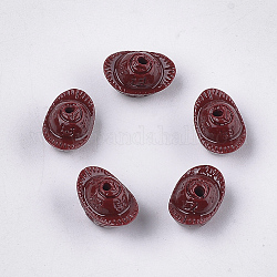 Synthetic Coral Beads, Dyed, Ingot, Brown, 9x13.5x9mm, Hole: 1.6mm