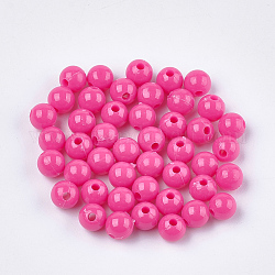 Perles plastiques opaques, ronde, camélia, 6x5.5mm, Trou: 1.8mm, environ 4790 pcs/500 g