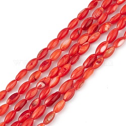 Fili di perline tinti in conchiglia naturale d'acqua dolce, occhio di cavallo, arancio rosso, 9.5x5mm, Foro: 0.8 mm, circa 41pcs/filo, 14.96'' (38 cm)