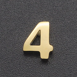 201 Edelstahl Anhänger / charms, für einfache Halskettenherstellung, Laserschnitt, Anzahl, golden, num. 4, 8x6x3 mm, Bohrung: 1.6 mm