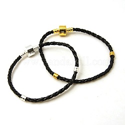 Leather European Style Bracelet Making, Mixed Color, about 170~200mm long, 3~4.2mm thick, Clasps: 9x11mm