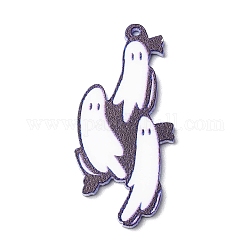 Opaque Acrylic Pendants, Halloween Ghost Charms, White, 45x21x2.5mm, Hole: 1.6mm