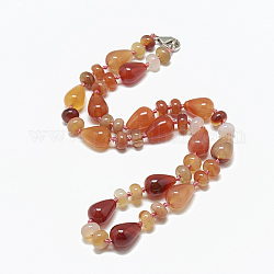 Colliers de perles naturelles cornaline, avec mousquetons en alliage, larme, 18.1 pouce ~ 18.5 pouces (46~47 cm)