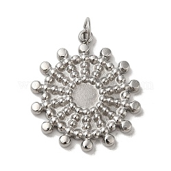 304 Stainless Steel Pendant Cabochon Settings, Flower Charm, Stainless Steel Color, Tray: 4mm, 20x18x2mm, Hole: 3mm