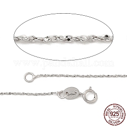 Collares de cadena de plata de ley 925 chapados en rodio unisex de moda, con cierres de anillo de resorte, cadena fina, Platino, 18 pulgada, 0.8mm