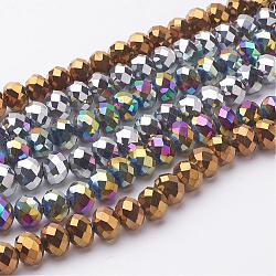 Electroplate Glass Beads Strands, Faceted, Rondelle, Mixed Color, 10x7mm, Hole: 1mm, about 70~72pcs/strand, 18 inch
