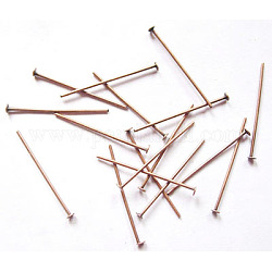 Iron Flat Head Pins, Cadmium Free & Nickel Free & Lead Free, Red Copper, 22x0.75~0.8mm, 20 Gauge, about 600pcs/50g, Head: 2mm