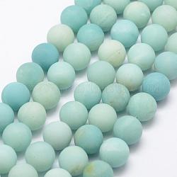 Chapelets de perles en amazonite naturelle, mat, ronde, 12mm, Trou: 1mm, Environ 32 pcs/chapelet, 15.1 pouce