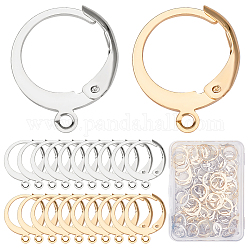 SUNNYCLUE 80Pcs 2 Colors 304 Stainless Steel Leverback Earring Findings, with Horizontal Loop, Mixed Color, 14.5x12x2mm, Hole: 1.2mm, 40pcs/color